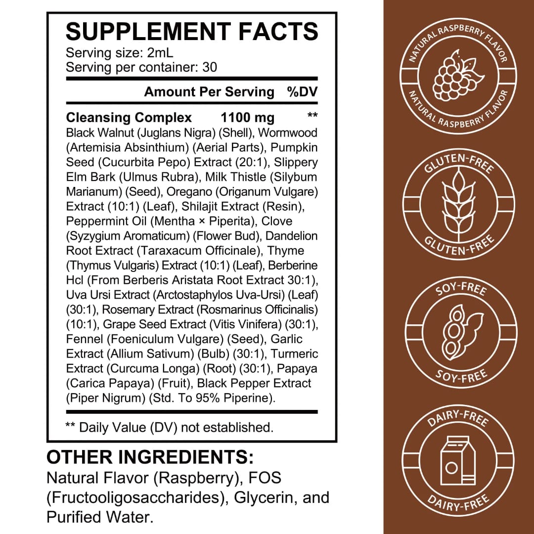 Acential Labs Black Walnut Wormwood Clove & Garlic β 20-in-1 Digestive Wellness Liquid Drops