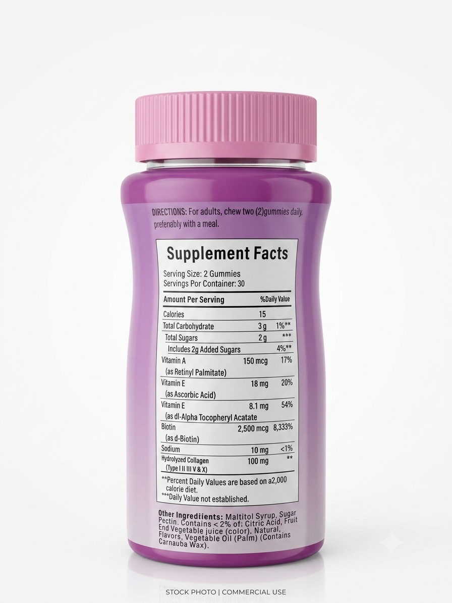 Natural Care Biotin Gummies 2,500mcg with antioxidant vitamins C and E, 80 gummies