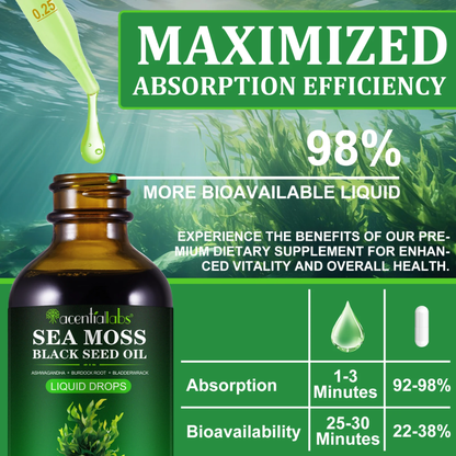 AcentialLabs Sea Moss + Black Seed Oil Liquid Drops