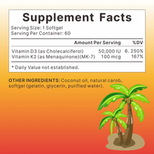 Vitamin D3 + K2 5000 IU Softgels — Daily Vitamin Supplement