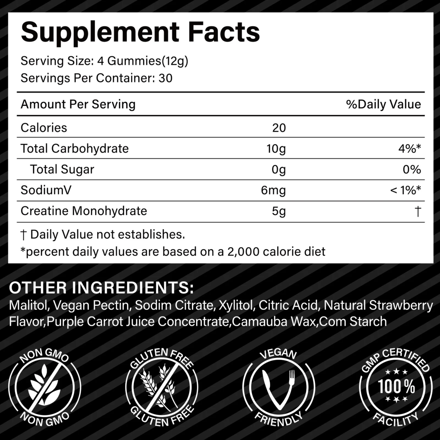 Acential Labs Creatine Infused Strawberry Flavor Gummies