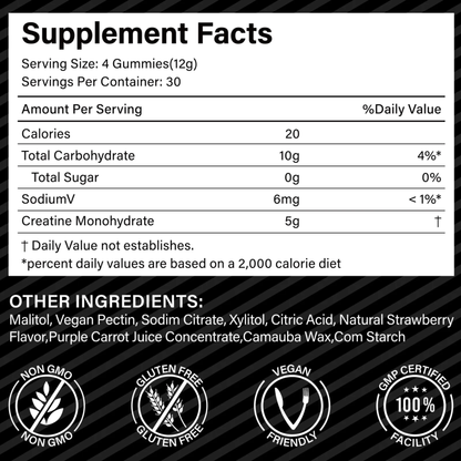 Acential Labs Creatine Infused Strawberry Flavor Gummies