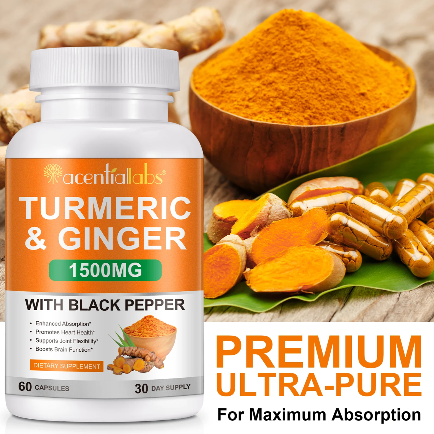 Acential Labs Turmeric & Ginger with Black Pepper