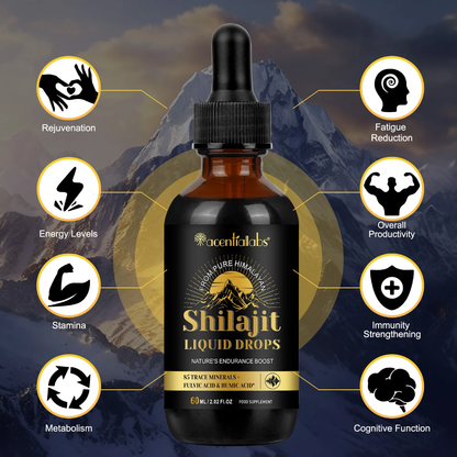 Himalayan Shilajit Liquid Drops 1000mg (60ml) – Natural Energy, Stamina & Focus Support | Fulvic Acid & Trace Minerals