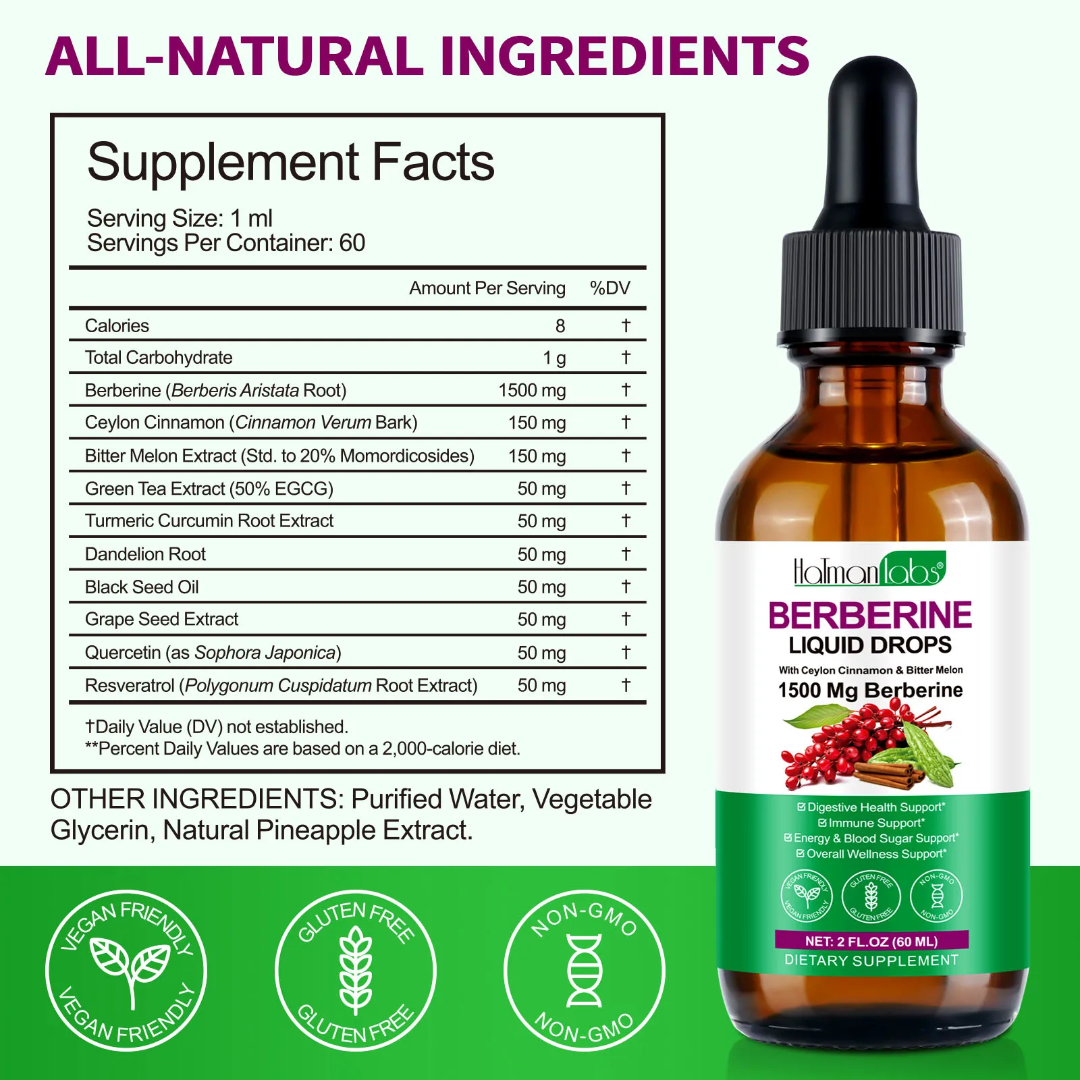 Holman Labs Berberine Liquid Drops 1500mg (60ml)