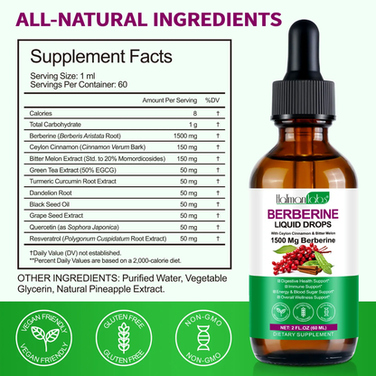 Holman Labs Berberine Liquid Drops 1500mg (60ml)