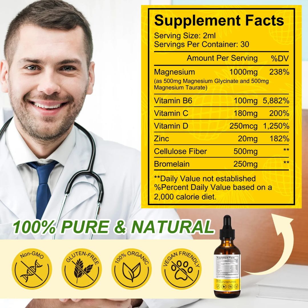 Acential Labs Liquid Magnesium 1000mg (Pineapple Flavor)