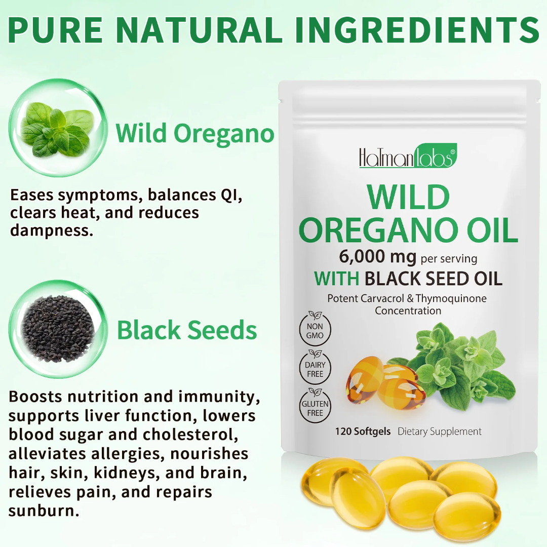 Wild Oregano Oil 6000mg + Black Seed Oil — Immune & Gut Support