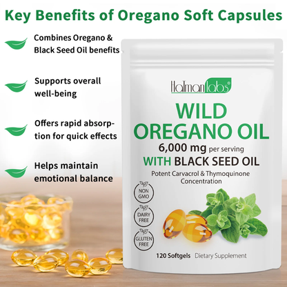 Wild Oregano Oil 6000mg + Black Seed Oil — Immune & Gut Support