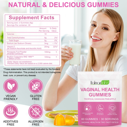 Holman Labs Vaginal Health Gummies — Probiotic + Cranberry, Pineapple