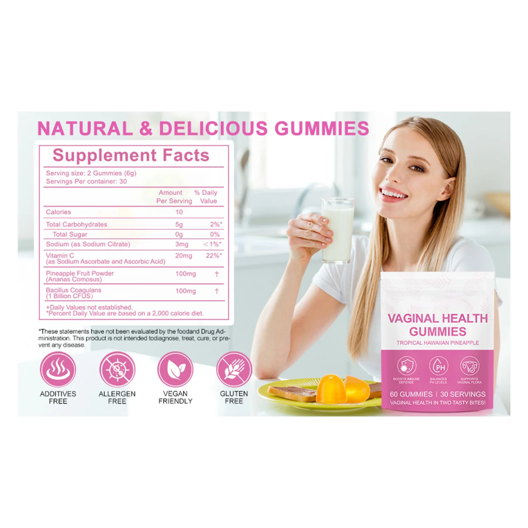 Holman Labs Vaginal Health Gummies — Probiotic + Cranberry, Pineapple