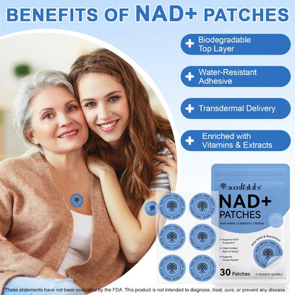 Acential Labs NAD+ Patches with NMN & Resveratrol — Cellular Energy & Healthy Ageing Wellness Patches | 30 Patches