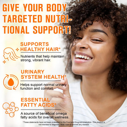 OneBotanic Cold-Pressed Pumpkin Seed Oil 1000mg with Saw Palmetto — Hair, Urinary & Omega Wellness Softgels | 300 Softgels