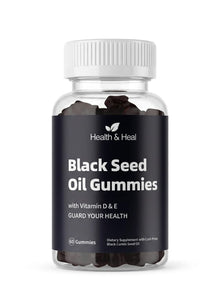 Health & Heal Black Seed Oil Gummies — Vitamin D & E Daily Botanical Wellness Gummies | 60 Gummies