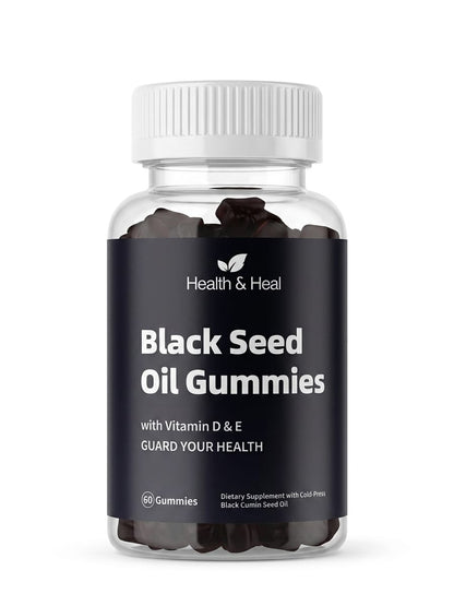 Health & Heal Black Seed Oil Gummies — Vitamin D & E Immune & Antioxidant Wellness Gummies | 60 Gummies