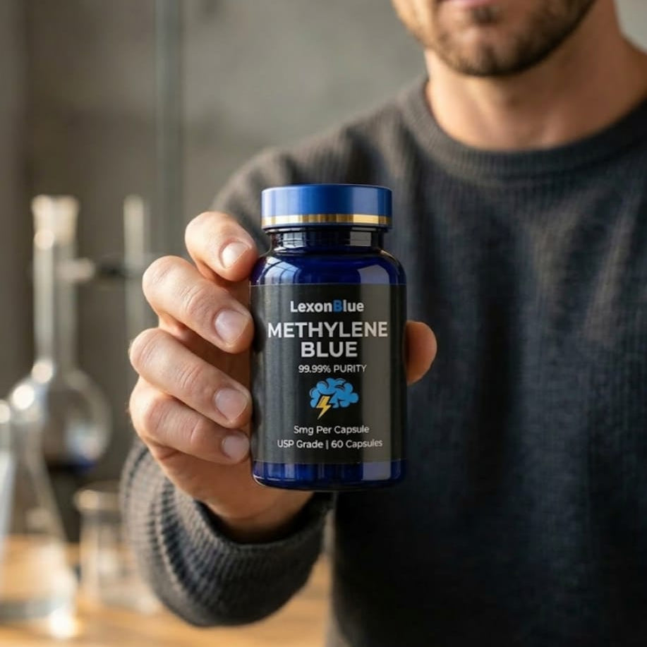 LexonBlue Methylene Blue Capsules – Cognitive Support, Brain Energy & Cellular Function Supplement | Nootropic Focus Formula