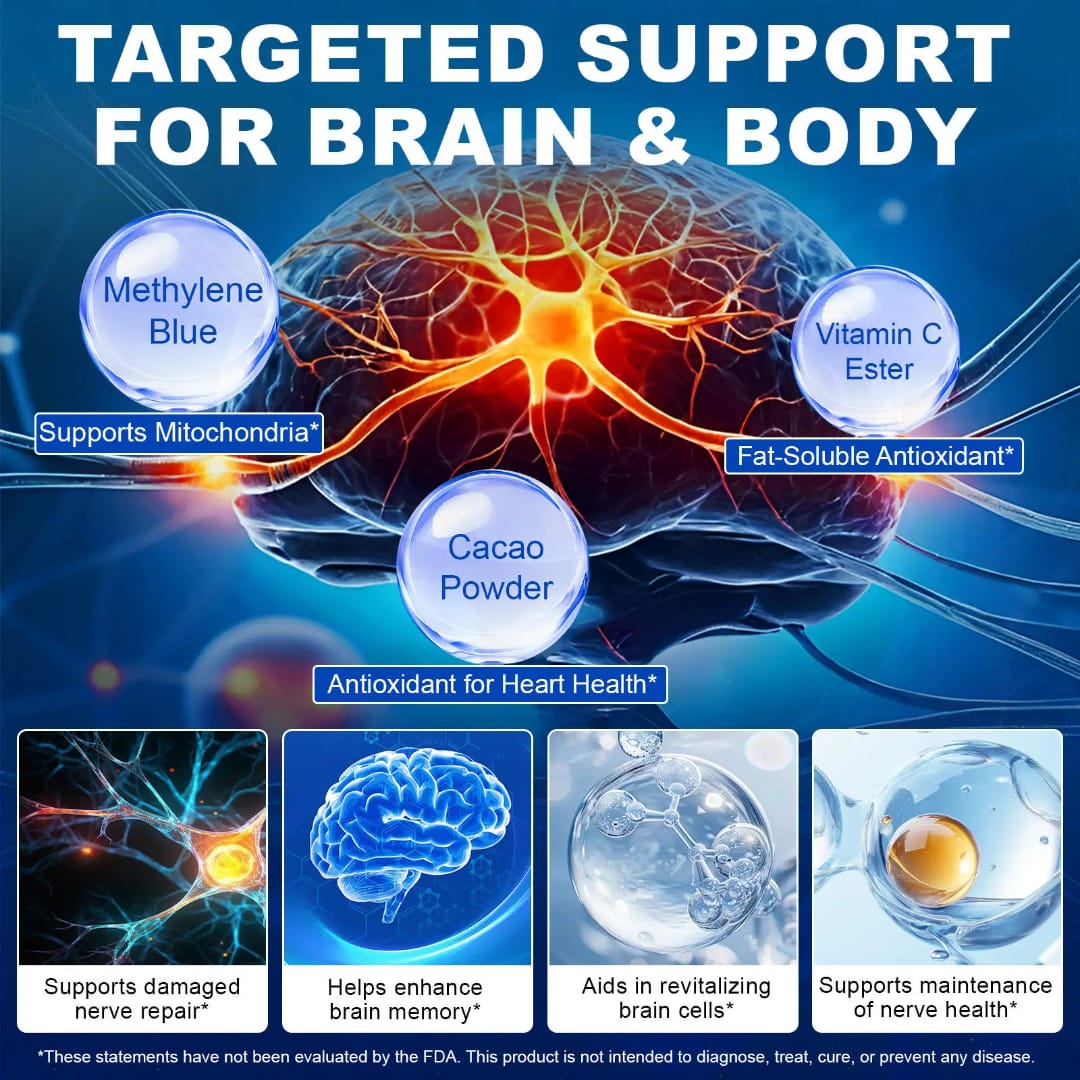 LexonBlue Methylene Blue Capsules – Cognitive Support, Brain Energy & Cellular Function Supplement | Nootropic Focus Formula