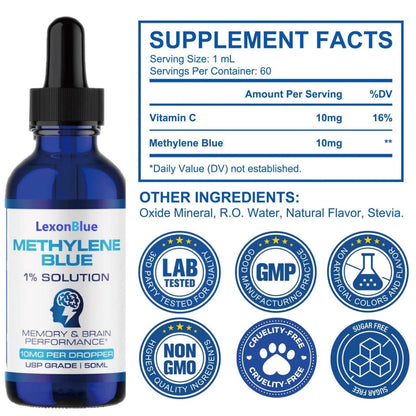 LexonBlue Methylene Blue Drops 1% USP Grade  — Focus & Cellular Energy