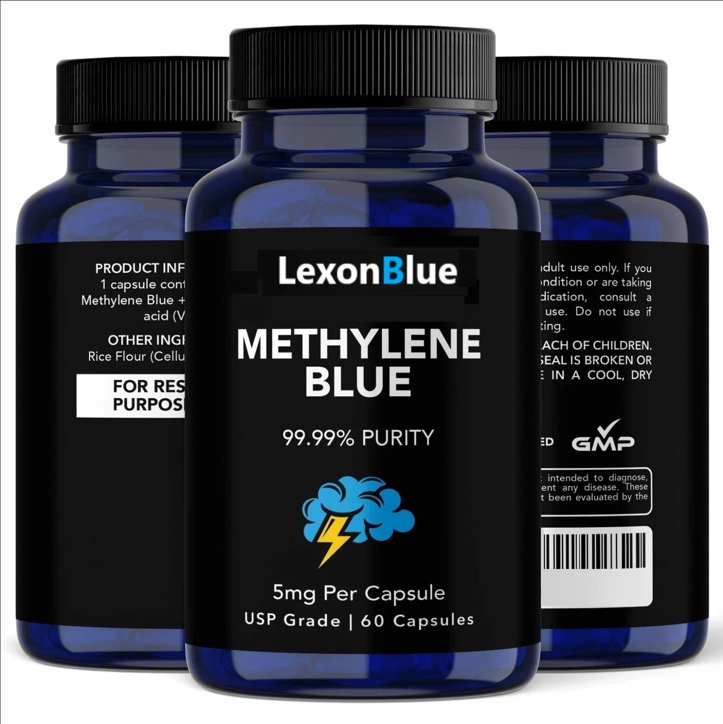 LexonBlue Methylene Blue Capsules – Cognitive Support, Brain Energy & Cellular Function Supplement | Nootropic Focus Formula