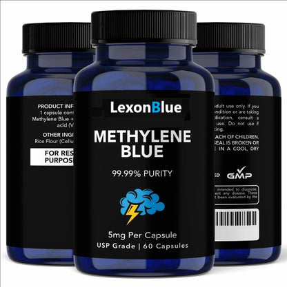 LexonBlue Methylene Blue Capsules – Cognitive Support, Brain Energy & Cellular Function Supplement | Nootropic Focus Formula