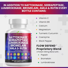 Health & Heal Flow Defend™ Enzyme Complex Lumbrokinase Serrapeptase  Bromelain Amla Rutin - Spike Protein Removal