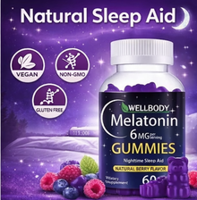 WellBody Melatonin Gummies Berry Flavor – Sleep Support Supplement for Faster Sleep, Relaxation & Better Rest