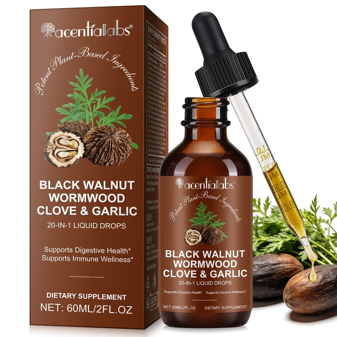 Acential Labs Black Walnut Wormwood Clove & Garlic — 20-in-1 Digestive Wellness Liquid Drops