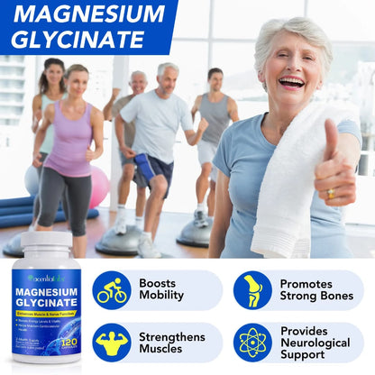Acential Labs Magnesium Glycinate — High-Absorption Muscle, Nerve & Cardiovascular Wellness Capsules | 120 Capsules 2-Month Supply