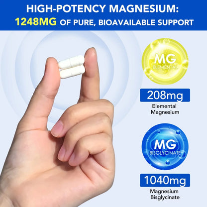 Acential Labs Magnesium Glycinate — High-Absorption Muscle, Nerve & Cardiovascular Wellness Capsules | 120 Capsules 2-Month Supply