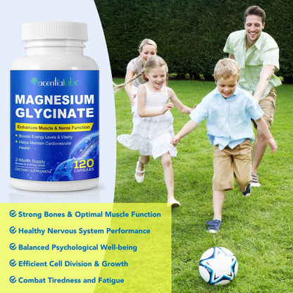 Acential Labs Magnesium Glycinate — High-Absorption Muscle, Nerve & Cardiovascular Wellness Capsules | 120 Capsules 2-Month Supply