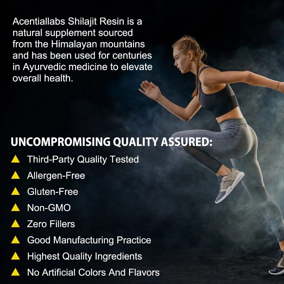Acential Labs Himalayan Shilajit Resin Capsules 100000mg — 40% Fulvic Acid Energy, Stamina & Mineral Wellness | 60 Capsules