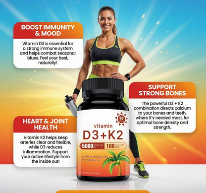 Vitamin D3 + K2 5000 IU Softgels — Bone & Immune Support
