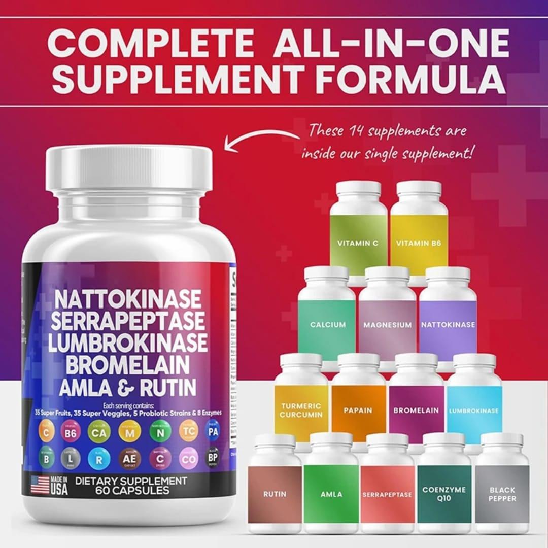 Health & Heal Flow Defend™ — Nattokinase, Serrapeptase & Lumbrokinase Enzyme Complex