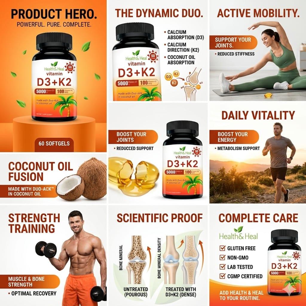 Vitamin D3 + K2 5000 IU Softgels — Bone & Immune Support