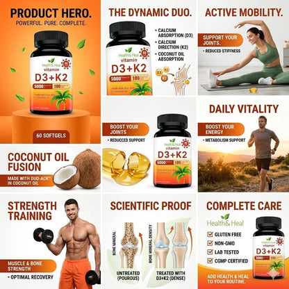 Vitamin D3 + K2 5000 IU Softgels — Bone & Immune Support