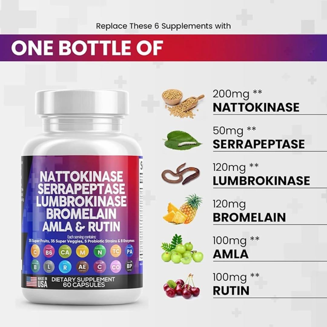Health & Heal Flow Defend™ — Nattokinase, Serrapeptase & Lumbrokinase Enzyme Complex
