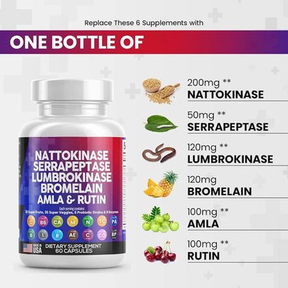 Health & Heal Flow Defend™ — Nattokinase, Serrapeptase & Lumbrokinase Enzyme Complex