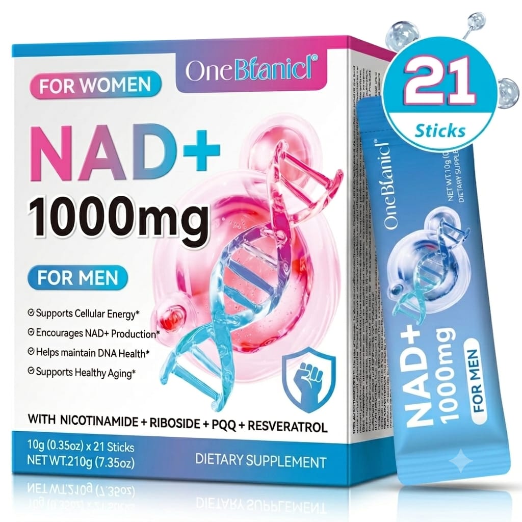 OneBotanic NAD+ 1000mg For Men + Women — Cellular Energy, NAD+ Production & Healthy Ageing Wellness Sticks | 21 Servings
