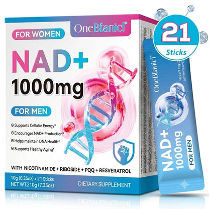 OneBotanic NAD+ 1000mg For Men + Women — Cellular Energy, NAD+ Production & Healthy Ageing Wellness Sticks | 21 Servings