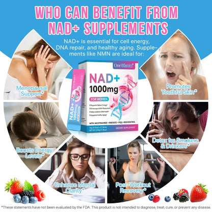 OneBotanic NAD+ 1000mg For Men + Women — Cellular Energy, NAD+ Production & Healthy Ageing Wellness Sticks | 21 Servings