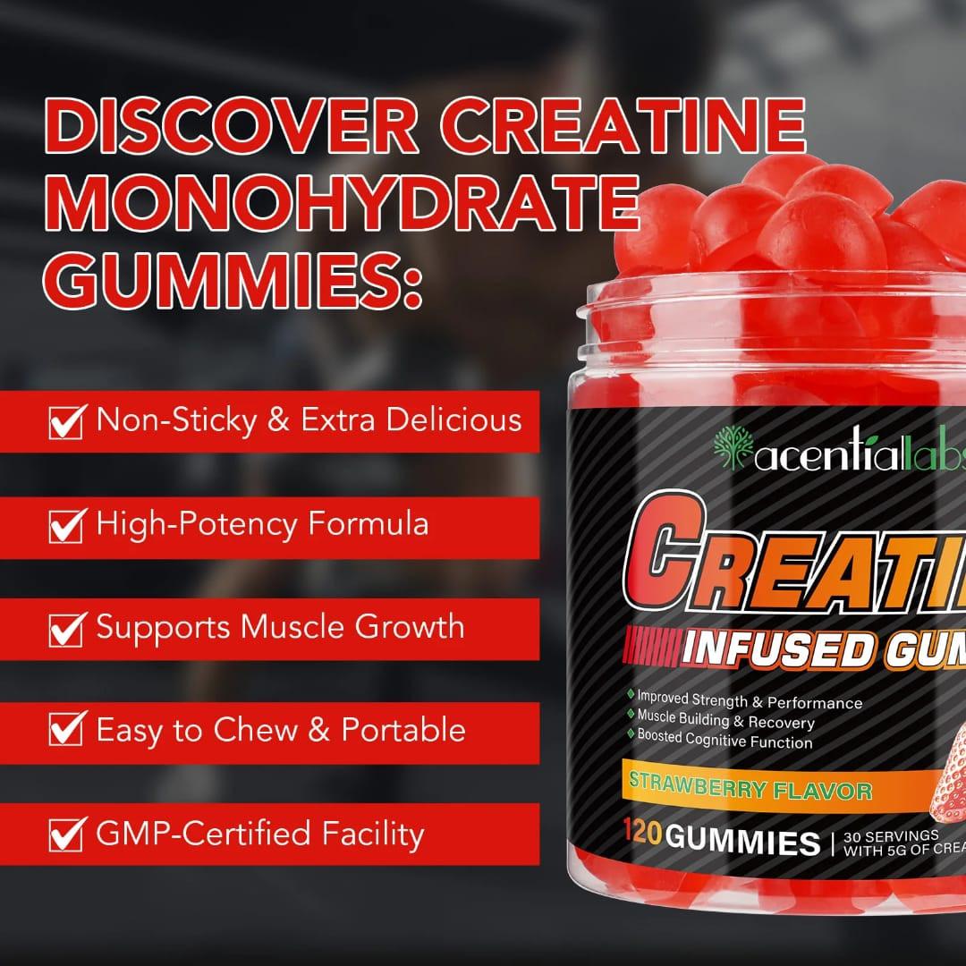 Acential Labs Creatine Monohydrate Gummies — Strawberry