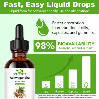 Solo Tree Ashwagandha Liquid Drops — Natural Stress & Energy Wellness Support