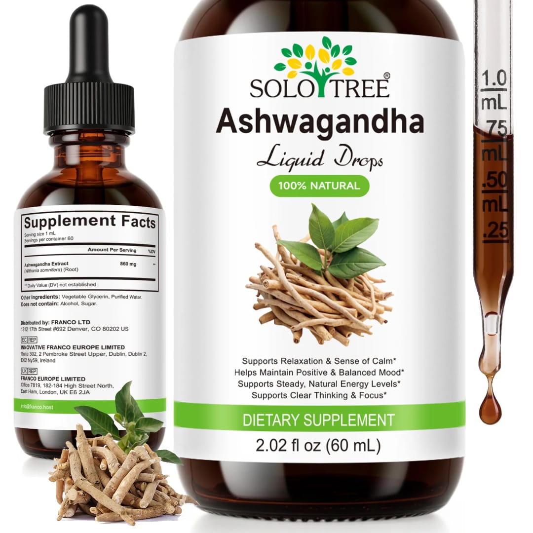 Solo Tree Ashwagandha Liquid Drops — Natural Stress & Energy Wellness Support
