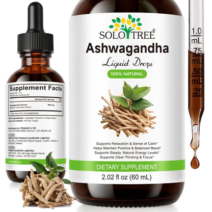Solo Tree Ashwagandha Liquid Drops — Natural Stress & Energy Wellness Support