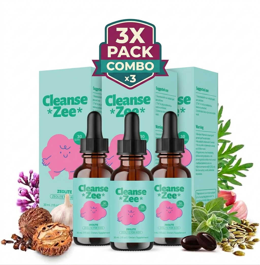 Cleanse Zee Zeolite Drops for Kids 3-Pack, three 30mL dropper bottles, 90 servings