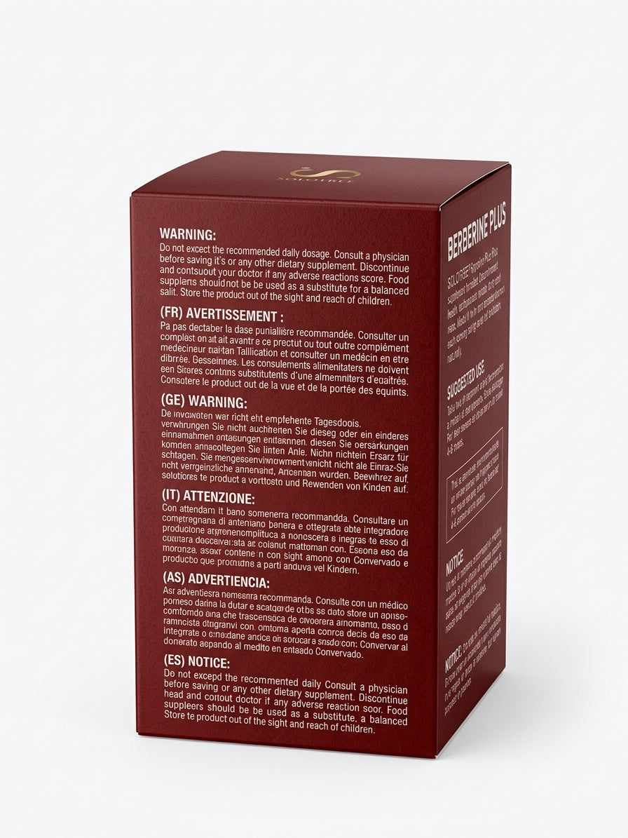 Solo Tree Berberine Plus supplement facts - berberine HCl 1200mg and royal jelly 10mg per 2 capsules