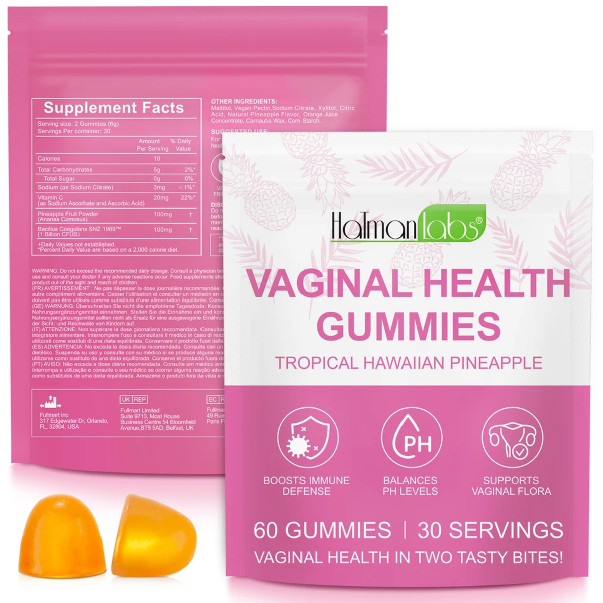 Holman Labs Women's Probiotic Gummies — Cranberry & Pineapple Daily Wellness