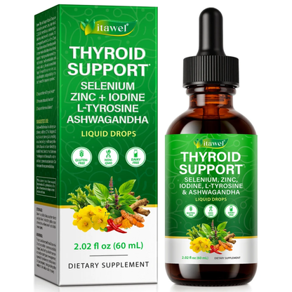 Itawel Iodine, Selenium, Zinc & L-Tyrosine Liquid Drops with Ashwagandha — 60mL | 30 Servings