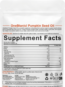 OneBotanic Cold-Pressed Pumpkin Seed Oil with Saw Palmetto — 3 Pack Bundle | 900 Softgels