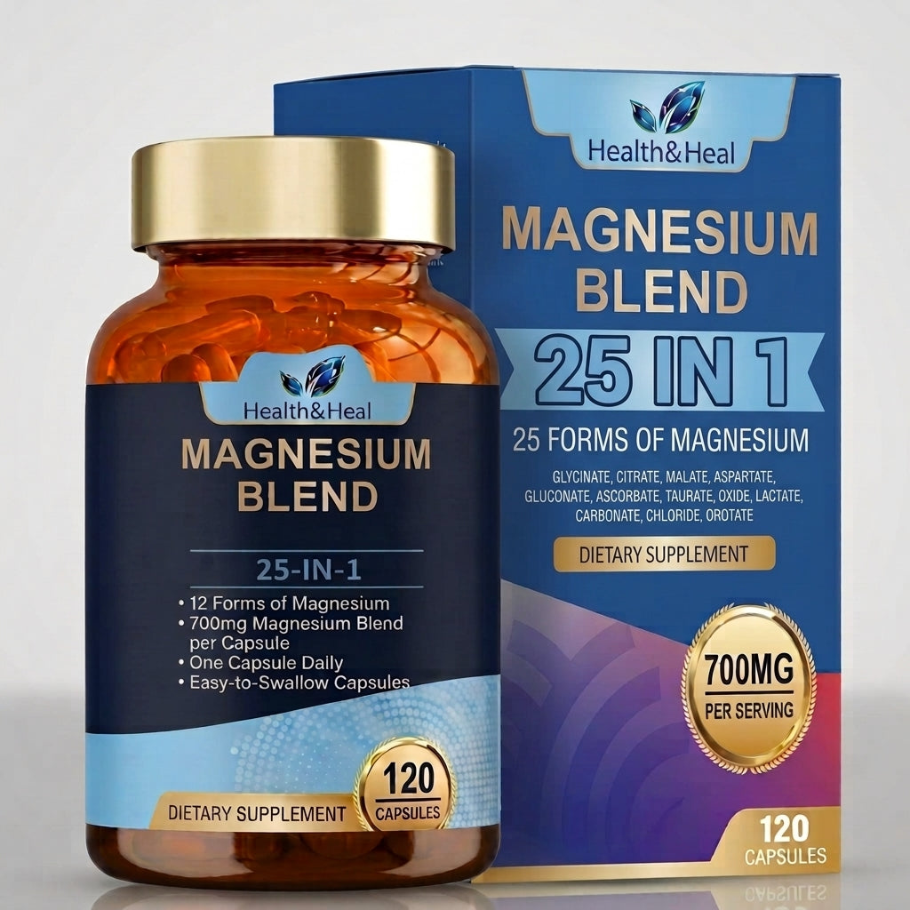 Health & Heal Magnesium Complex Blend + Methylated B Vitamins 25-in-1 | 120 Capsules AU